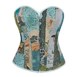 Rococò Completo Mascherata Corsetto Overbust Cosplay Jacquard Controllo della Pancia Push-Up Jacquard Costume Per donna Reale Mascherata Feste Carnevale di Venezia Adulti Corsetto
