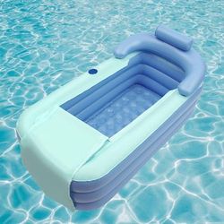 TEMU 1pc Inflatable Bath Tub, Portable Foldable Travel Bath,, Space-saving And Non-slip, Built-in Cup Holder