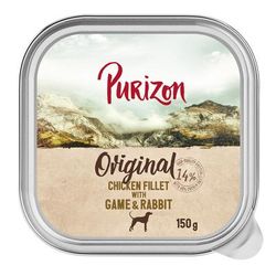 6x150g Black Angus Beef & Turkey Chicken Fillet Original Trays Purizon Wet Dog Food