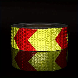 TEMU Red & Yellow Reflective Safety Tape - Pet Material, High Visibility Adhesive For Vehicles, Trailers, Boats & Signs - Durable & Weatherproof - 300cm/118.1in Length
