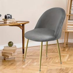TEMU 1pc Silvery Fox Velvet Duckbill Chair Cover For Home And Hotel Dining Chairs