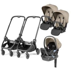 Peg Perego City Loop Double Stroller + Primo Viaggio Lounge Travel System Bundle - Black / Vanilla B