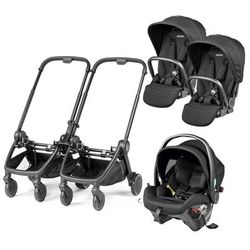 Peg Perego City Loop Double Stroller + Primo Viaggio Urban Mobility Travel System Bundle - Black / T