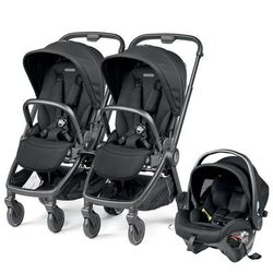 PEG City Loop Double Stroller + Primo Viaggio Urban Mobility Travel System Bundle - Black / True Bla
