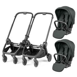 Peg Perego City Loop Double Stroller Bundle - Black / Metal