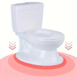 TEMU White ' Potty Training Toilet With Flushing Sound, Easy Assembly & Cleaning, Perfect Gift For Boys And Girls, Battery-free, Potty Training Seat