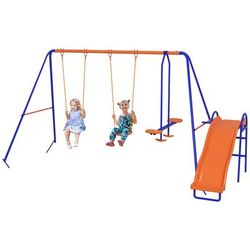 TEMU 4 In 1 Garden Swing Set, Swing Set W/ Double Swings, Glider, Slide, Ladder, For Outdoor Play - Multicoloured