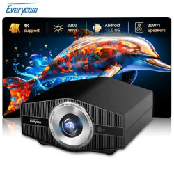 Everycom YG710W Full HD 1080P Projector 4K Android 12 WiFi 6 Auto Focus Home Theater Projectors Video Beamer for Movie Meeting