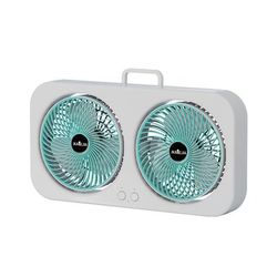 TEMU Dual Head Portable Usb Fan With Adjustable Speed, Rechargeable 1800mah Battery, Usb Charging, ≤36v Operating Voltage, Includes Hanging Hook And Stand For Indoor/outdoor Use