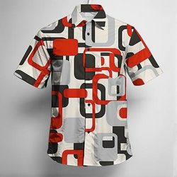 Retrò Vintage Anni '70 Camicia Camicia Aloha Hippie Disco Geometrico Costume Per uomo Mascherata Vacanza Feste Parata dell'Orgoglio Adulti Camicia