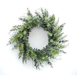 Mixed Eucalyptus Leaf Foliage Wreath With Twig Accents 29"D by Melrose in Green