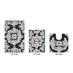 Medallion Collection 100% Cotton 3 Piece (17" X 24" | 20" X 20" | 21" X 34") Bath Rug Set by Better Trends in Charcoal Natural