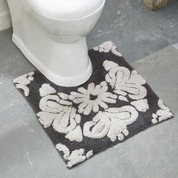 Medallion Collection 100% Cotton 20" X 20" Contour Bath Rug by Better Trends in Charcoal Natural