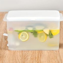 TEMU 3.5l Fridge Beverage Dispenser With Faucet, Freezer Water Jug Lemon Juice Pitcher Drink Container, Plastic Water Kettle For Refrigerator, Drink Dispenser For Fridge