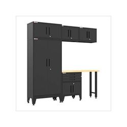 Armadillo Tough Black 6-Piece Garage Cabinet Set with Levelers