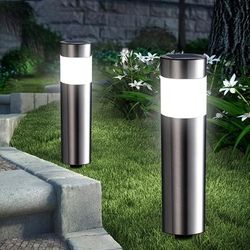 TEMU 2pcs -powered Outdoor Led Path Lights - Durable Abs & Stainless Steel, Auto Motion Sensor, 15.5ft Height For Garden, Lawn, Yard, Patio - Energy-efficient Landscape Lighting, Solar Outdoor Lights