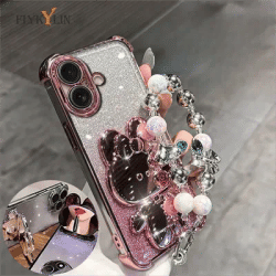 Glitter Mirror Rabbit Phone Holder Case For Xiaomi Redmi Note 14 Pro Plus 5G 14C POCO F6 C75 14T