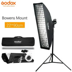 Godox 22x90cm Softbox 9"x 35" Portable Rectangular Honeycomb Grid Softbox Soft Box with Bowens Mount for Studio Flash