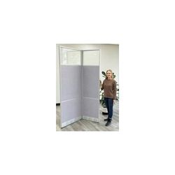 24"W x 7'H Acoustical Office Panel in Cool Gray PET and Silver Frame w/Window