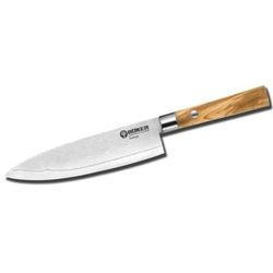 Boker Solingen Damascus Olive Utility Knife 6 1/8in Pakkawood Handle 130439DAM
