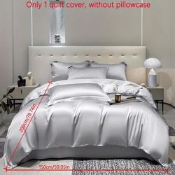 TEMU A Simple Modern Light Gray Satin Duvet Cover, And Breathable For A Comfortable Bedding Experience, Suitable For A Bedroom With A Down Comforter.