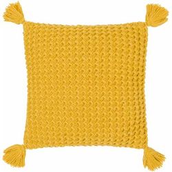 Litzy 22" Square Cottage Wool Beige/Mustard/Dark Orange Throw Pillow - Boutique Rugs