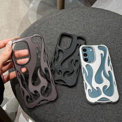 Plating Hollow Flame Matte Case For Samsung S25 Ultra S24 Plus S23 S22 A55 5G A54 A16 A15 A14 A06