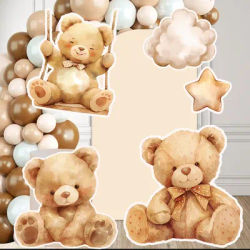 Baby Teddy Bear Kt Board Baby Shower Cutouts Props Cloudy Cardboard Birthday Party Decor Backdrop