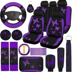TEMU Universal 43pcs Pink Car Seat Cover Set: 5pcs Set For Front And Back Seats, Wrist Strap, 2 Coasters, Armrest Pad, 2 Seat Belt Covers - Universal Suv Sedan Models