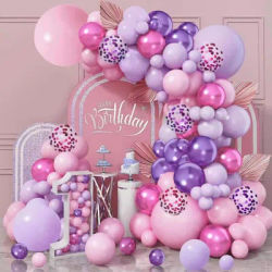 142 pièces macaron rose violet métallique rose vif ballons en Latex guirlande arc Kit bébé douche