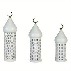 TEMU 1pc Ramadan Candle Holder Decoration, Metal White Candle Tray, Dinner Table Candlelight Decoration, Moroccan Candle Holder, Tabletop Decor - Candles Not Included