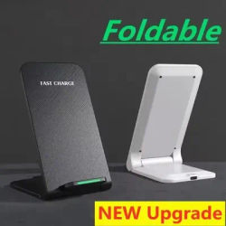15W Wireless Charger Station For iPhone 15 14 13 12 11 Pro Max 11 Phone Stand Fast Charging Charger for Samsung Xiaomi Foldable