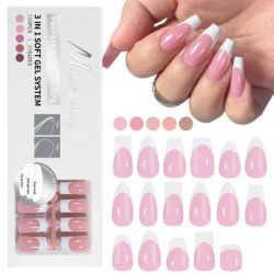 150 pièces presse sur ongles 3 en 1 pointes de Gel souple couverture complète faux Extension en forme de T ovale amande Capsule sculptée pointe Salon bricolage