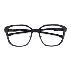 Unisex s square Satin Black Plastic Prescription eyeglasses - Eyebuydirect s Oakley Slender
