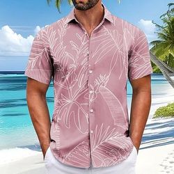 Per uomo Foglia di palma Piante Tropicali Camicia Camicia hawaiana estiva Camicia con Bottoni Manica Corta Hawaiano Vacanza Ferie Abbigliamento mare Estate Primavera Collo ripiegato Stampa 3D camicie