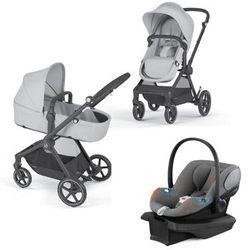 Cybex EOS 5-in-1 Travel System Stroller + Lightweight Aton G Infant Car Seat - Black / Lava Grey
