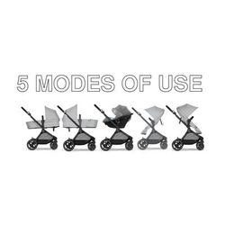 Cybex EOS 5-in-1 Travel System Stroller + Lightweight Aton G Infant Car Seat - Black / Lava Grey