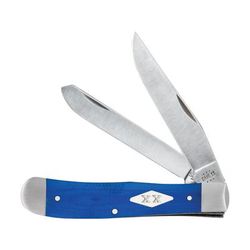Case Trapper Blue G10 Folding Knife 4.13in Closed 3.24in/3.27in Satin Clip/Spey Blades Blue G10 Handle 16750