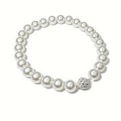 TEMU 1pcs Pearl Magnetic Tiebacks, Plastic Drapery Holdbacks With Sparkling Rhinestone Detail - No Tools Required Accessories