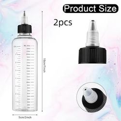 TEMU 2pcs Transparent Plastic Dispensing Bottle,plastic Refillable Bottles For Salon Sylist With Graduated Scale And Twist Top