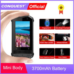 Mini IP68 Rugged Smartphone CONQUEST F2 NFC Android Unlocked Global 4G Network NFC Remote Mobile Phone