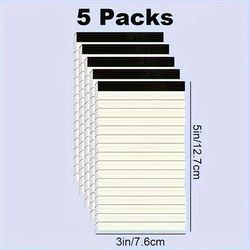 TEMU 5pcs 3x5 Inch Lined Note Pads - Each, Paper With Black Page Edges, Portable Memo Writing Pads For School, Office Supplies & Back To School Essentials