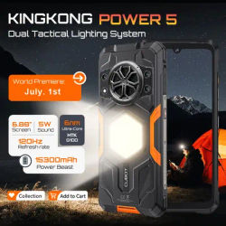 Cubot kingkong power 5, Rugged Smartphone Android 15, 15300mAh Battery, 6.88" 120Hz Screen, 16GB RAM (6+10), 128GB ROM, MTK G100