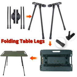 Folding Camping Table Legs Metal Foldable Table Legs Adjustable Height Furniture Legs DIY Camping Equipment Outdoor Travel