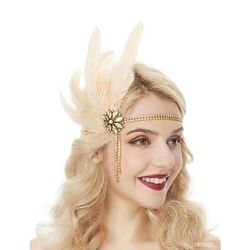 Anni 1920 Retrò Vintage Fascia Flapper Il grande Gatsby Piuma Retrò Glitter scintillanti Cristallo / Strass Costume Per donna Halloween Carnevale Mascherata Carnevale Mascherata Festival Adulti Altri