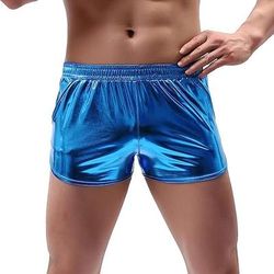 Retrò Vintage Anni '80 Mini Shorts Pantaloncini in PU Disco Vernice in lattice lucido Metallico Tinta unica Costume Per uomo Halloween Carnevale Parata dell'Orgoglio Mese dell'orgoglio Adulti Shorts