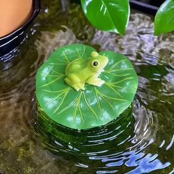 TEMU Whimsical Cartoon Frog & Lily Pad Resin Garden Decor - Indoor/outdoor Home Accent, No Electricity Needed, Versatile Room Decoration, Indoor Outdoor Decor | Textures, Frog Garden Decor