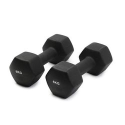 TEMU Exercise 6kg Set Of 2pcs Dumbbells Hexagon Neoprene Coated Exercise Home Gym Safe Strength Training Dumbbell Pair Workout Fitness Premium Non-slip Coating Black Ergonomic Grip Non-rolling And