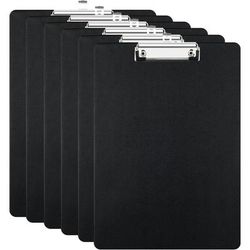 TEMU 6pcs A4 Clipboard Folder, Clipboard Folder, Black, With Loose-leaf Folder Writing Board, Metal Clip, Suitable For Notes, Sheets, Documents And Drawings Black