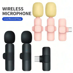 Wireless lavalier microphone Type-C/ios plug and play wireless noise cancelling microphone for YouTube TikTok live streaming